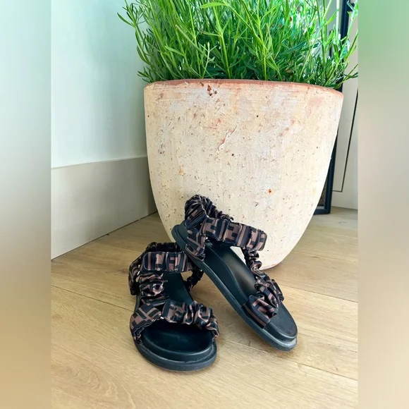 Fendi | Shoes | Fendiff Monogram Satin Ruched Sport Sandals